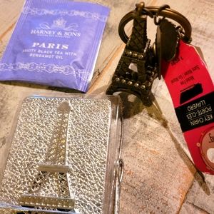 New 3 piece Paris Bundle w keychain, mirror & new Paris tea bag.